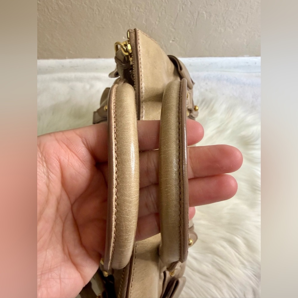 Miu Miu Beige Leather Satchel with Gold Hardware - Picture 7 of 13